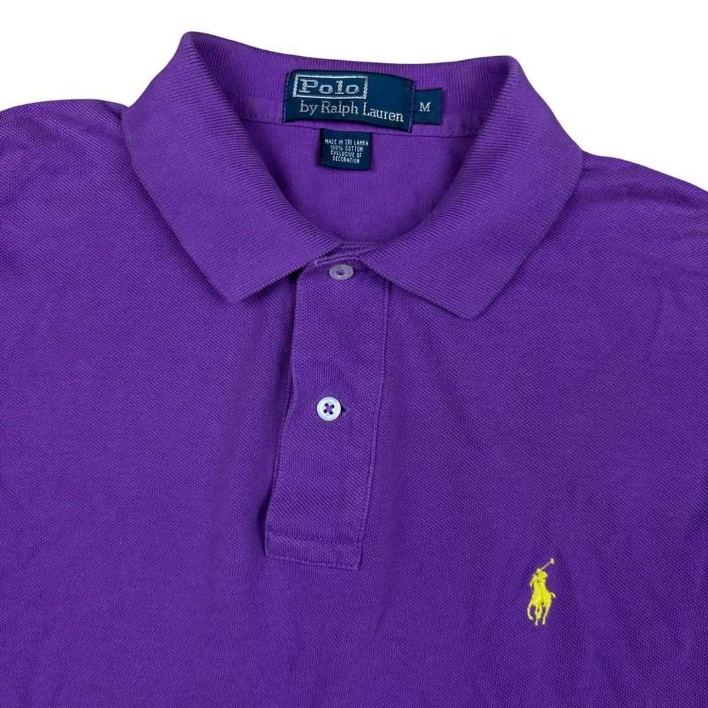 Polo Ralph Lauren Purple Short Sleeve Polo Shirt Yellow Pony Mens Medium Cotton